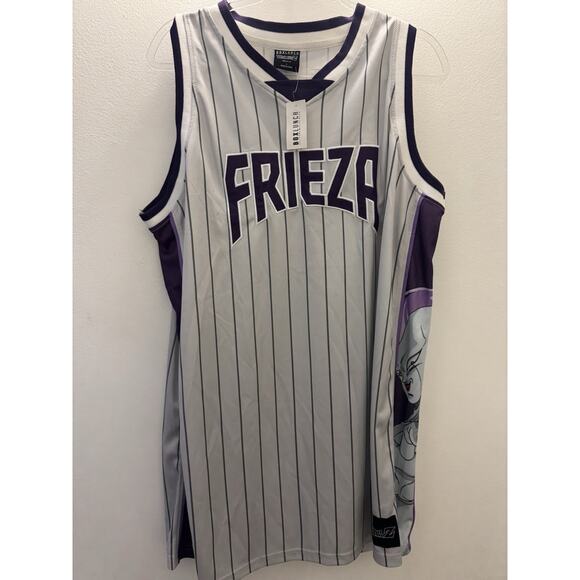 NWT Dragon Ball Z Frieza Basketball Jersey DBZ Purple Pinstripe - Large - Picture 1 of 6
